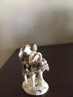 Antique, rare Miniature 2'' Lace Ballerina German porcelain Figurines, Marked