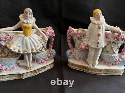 Antique rare set bisque porcelaine Pierrette & Pierrot figurines/Germany, marked