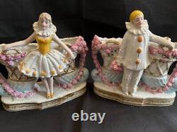 Antique rare set bisque porcelaine Pierrette & Pierrot figurines/Germany, marked