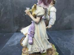 Beautiful German Signed Porcelain Figurine Couple repaired 9.5