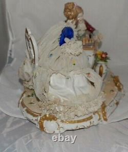 Beautiful Huge 17 Inch Long Antique Unterweissbach Germany Porcelain Group