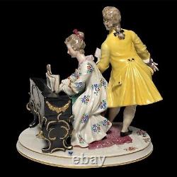 Beautiful Large Vintage Franz Witter Meissen Style German Figurine Piano Duet