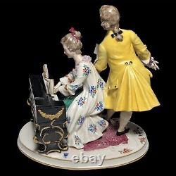 Beautiful Large Vintage Franz Witter Meissen Style German Figurine Piano Duet