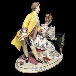 Beautiful Large Vintage Franz Witter Meissen Style German Figurine Piano Duet