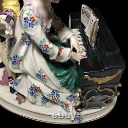 Beautiful Large Vintage Franz Witter Meissen Style German Figurine Piano Duet