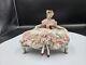 Beautiful Vintage Dresden Lace Figurine Lady On Couch Very Good Cond Pink Settee