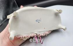 Beautiful Vintage Dresden Lace Figurine Lady on Couch Very Good Cond Pink Settee