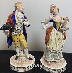 Carl Thieme Dresden Figurines Potschappel Aristocrat Gent & Lady Pair Statues