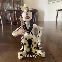Ceramic Vintage Clown Figurine Made In Germany Stripes Polka Dot Pant