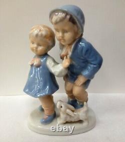 Children & Puppy Figurine Porcelain Vintage 1950 Germany Height 14 cm Décor Gift