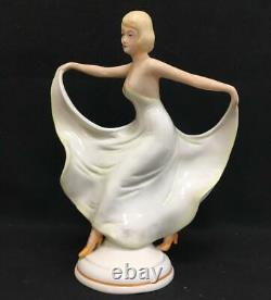 Dancer Art Deco Lady Figurine Porcelain Vintage Germany Signed 1950s Décor Gift