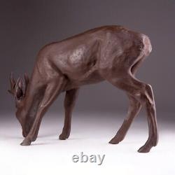 Deer Maral Animal Wild Vtg Figurine Porcelain Stoneware By Meissen Germany 1920s