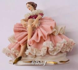 Dresden Art 3.5 Figurine Made in Germany Ruffled Dress MARKED & NUMBERED