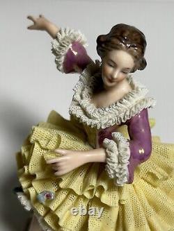 Dresden Art Porcelain Ballerina Vintage Figurine from Germany early crown mark
