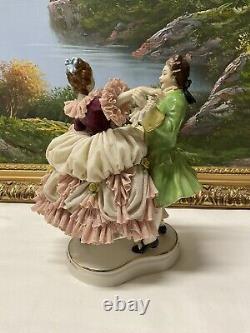 Dresden Germany Fine Porcelain & Lace Figurine Dancing Couple 8 (Pink)