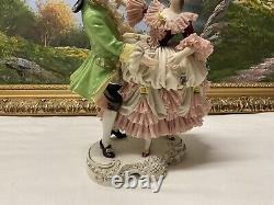 Dresden Germany Fine Porcelain & Lace Figurine Dancing Couple 8 (Pink)