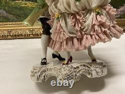 Dresden Germany Fine Porcelain & Lace Figurine Dancing Couple 8 (Pink)