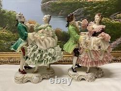 Dresden Germany Fine Porcelain & Lace Figurine Dancing Couple 8 (Pink)