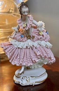 Dresden Germany Volkstedt 6-Inch Lace Porcelain Figurine