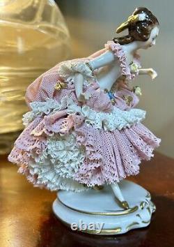 Dresden Germany Volkstedt 6-Inch Lace Porcelain Figurine