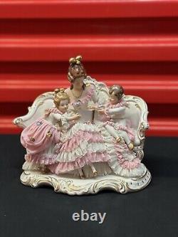 Dresden Lace Porcelain Figurine Mother Reading A Book