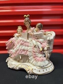 Dresden Lace Porcelain Figurine Mother Reading A Book