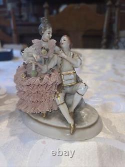 Dresden Lace Sandizell Höffner Courting Couple Figurine Germany Lot Vintage