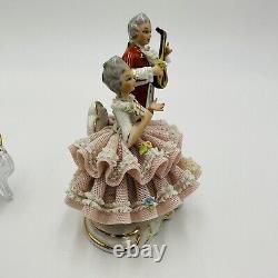 Dresden Lace Sandizell Höffner Courting Couple Figurine Germany Lot Vintage