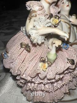 Dresden Lace Sandizell Höffner Courting Couple Figurine Germany Lot Vintage