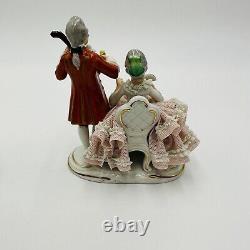 Dresden Lace Sandizell Höffner Courting Couple Figurine Germany Lot Vintage