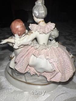 Dresden Lace Sandizell Höffner Courting Couple Figurine Germany Lot Vintage