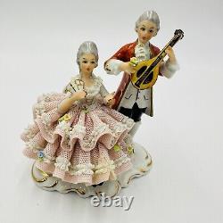 Dresden Lace Sandizell Höffner Courting Couple Figurine Germany Lot Vintage