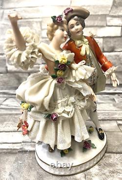 Dresden Porcelain Dancing Couple Figurine, Western Germany Vtg