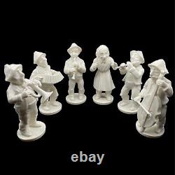 Dresden Signed Germany White Porcelain Orchestra Music Musicians Six pc Vintage