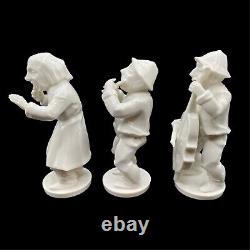 Dresden Signed Germany White Porcelain Orchestra Music Musicians Six pc Vintage