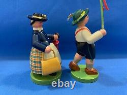 ERZGEBIRGE Wendt Kuhn Bavarian Trachten Figurine Set Wooden Doll Vintage Germany