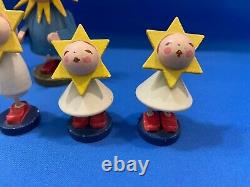 ERZGEBIRGE Wendt Kuhn Moon Sun Star Family East Germany Set of 6 Figurines Vtg