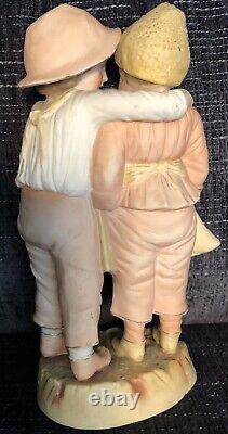 Early Antique German 9 Porcelain Figurine Boy And Girl Don't You Tell