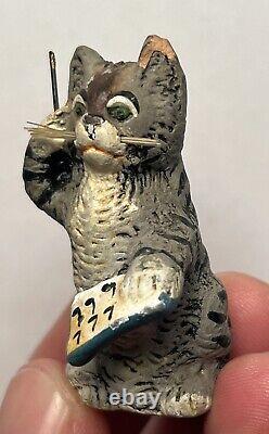 Early Vintage 1.5 Cat Playing Music German Cat Miniature Cat Stamped Germany