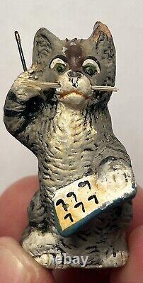 Early Vintage 1.5 Cat Playing Music German Cat Miniature Cat Stamped Germany