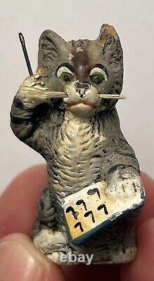 Early Vintage 1.5 Cat Playing Music German Cat Miniature Cat Stamped Germany