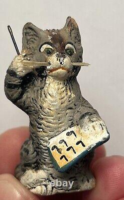 Early Vintage 1.5 Cat Playing Music German Cat Miniature Cat Stamped Germany