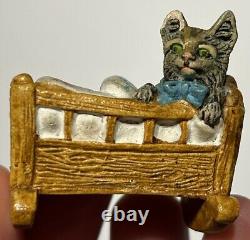 Early Vintage 2 Cat In Crib German Cat Miniature Cat German Cat