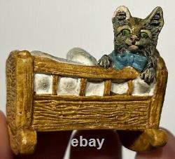 Early Vintage 2 Cat In Crib German Cat Miniature Cat German Cat