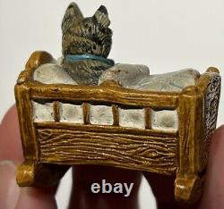 Early Vintage 2 Cat In Crib German Cat Miniature Cat German Cat