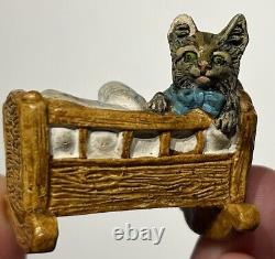 Early Vintage 2 Cat In Crib German Cat Miniature Cat German Cat