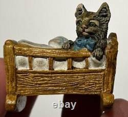 Early Vintage 2 Cat In Crib German Cat Miniature Cat German Cat