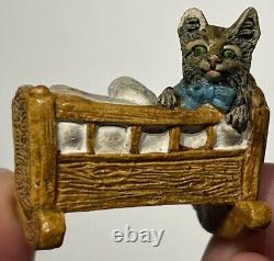 Early Vintage 2 Cat In Crib German Cat Miniature Cat German Cat