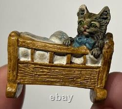 Early Vintage 2 Cat In Crib German Cat Miniature Cat German Cat