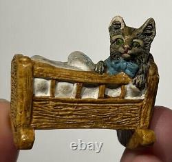 Early Vintage 2 Cat In Crib German Cat Miniature Cat German Cat